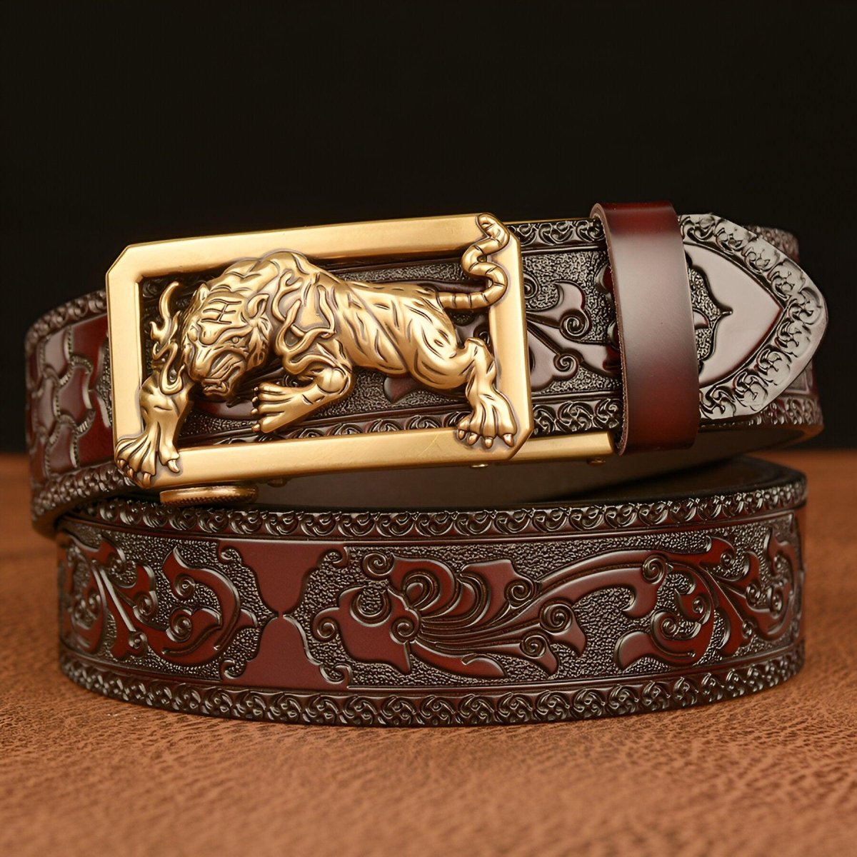 Ceinture Esprit Animal à motif tigre, modèle Kamoni - La Boutique de la Ceinture