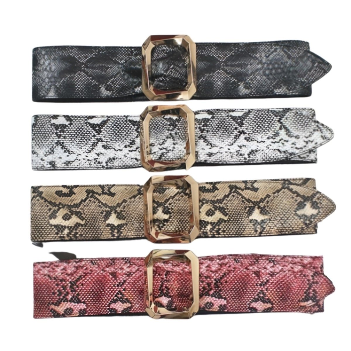 Ceinture avec des strass et des détails aspect peau de serpent Ceinture avec des strass et des détails aspect peau de serpent