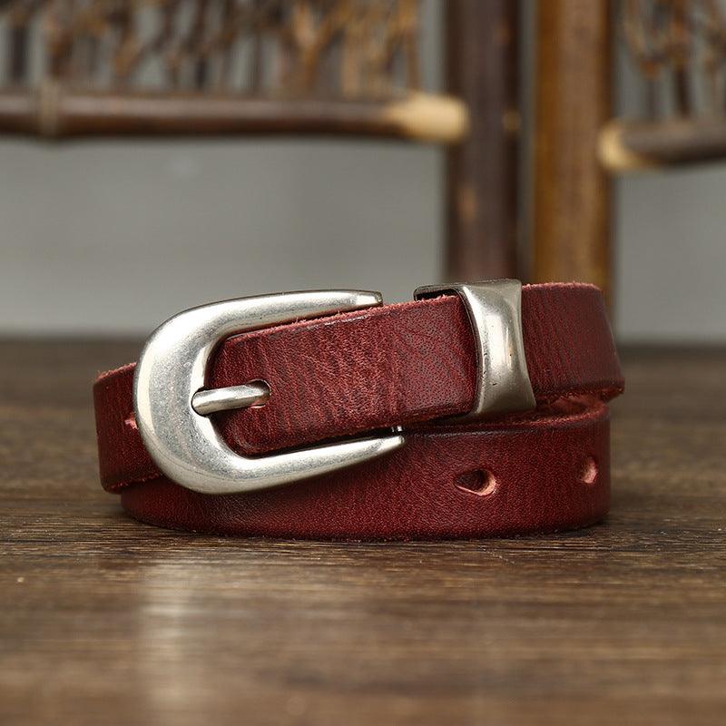 Ceinture fine en cuir pour femme, modèle Hisunia