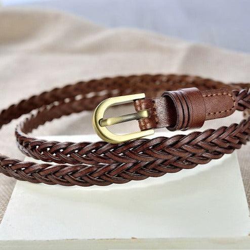 Ceinture fine en cuir tressé, modèle Angel - La Boutique de la Ceinture