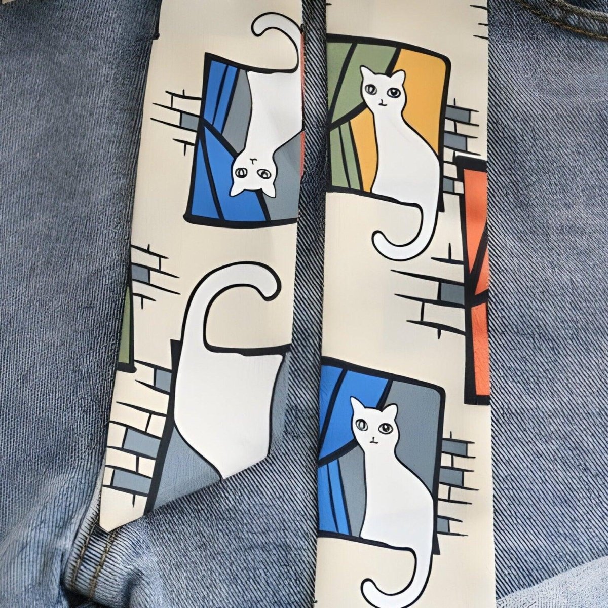 Ceinture foulard, à motifs chats, modèle Eutalia - La Boutique de la Ceinture