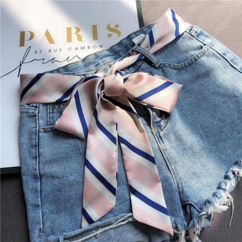 Ceinture foulard, à rayures bleues, modèle Ynia