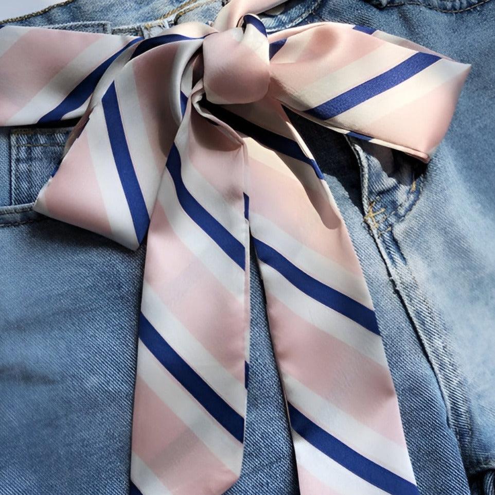 Ceinture foulard, à rayures bleues, modèle Ynia - La Boutique de la Ceinture
