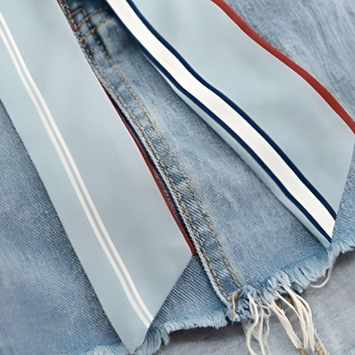 Ceinture foulard bleu, à lignes fines, modèle Mestre - La Boutique de la Ceinture