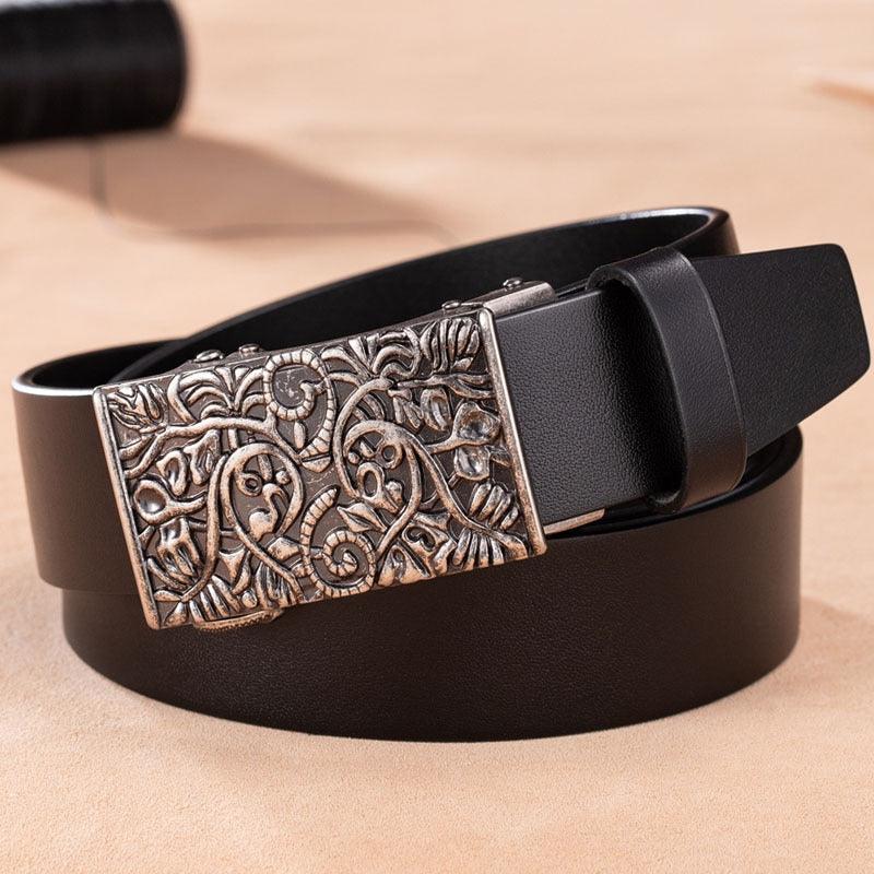 Ceinture grande taille femme ou homme, boucle automatique Western, modèle Gesupo
