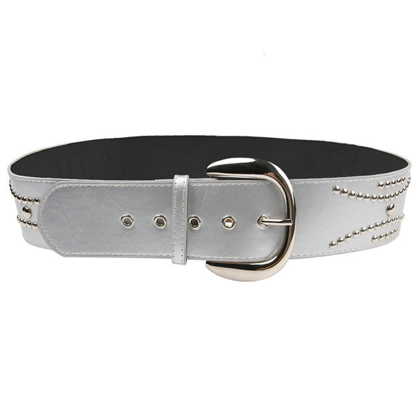 Ceinture Fantaisie Blanche à Rivets Métal - Marque Lilii Be Fash!oned - Longueur 85 Cm - Neuf Avec étiquettes