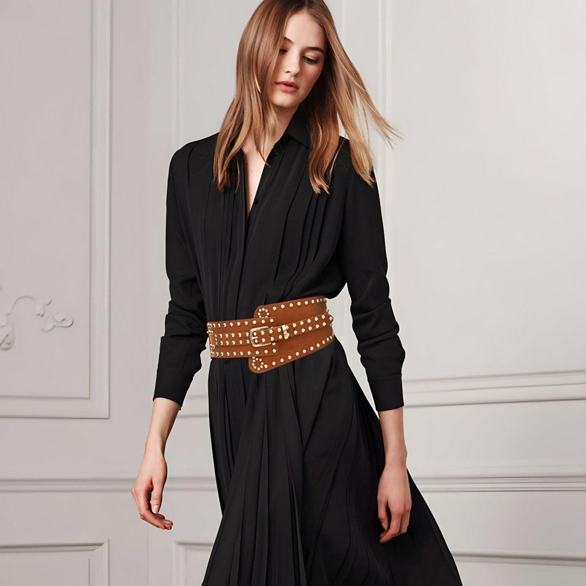 Ceinture large, taille haute, pour femme, modèle Leopolda