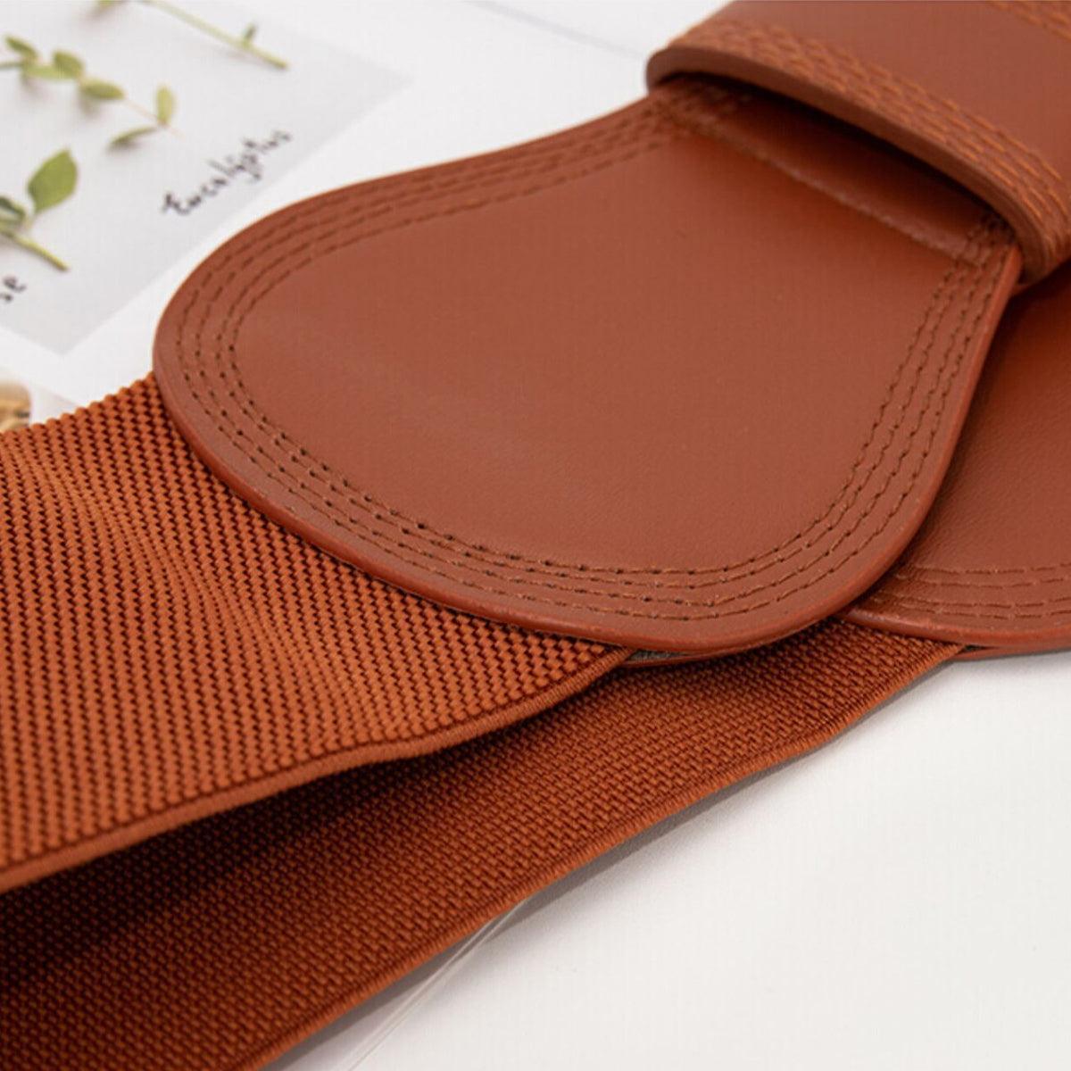 Ceinture Large Élastique Pour Femme - Style Vintage - Taille Unique 70-108 Cm - Marron/Noir - 2