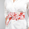 Ceinture Obi rouge à motifs fleurs japonaises, modèle Noya - La Boutique de la Ceinture