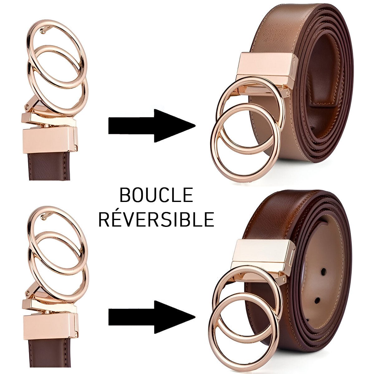 Ceinture fine à boucle en cuir Marron Sandro - Femme SFACE00434 | Place Ceinture fine à boucle en cuir Marron Sandro - Femme SFACE00434 | Place