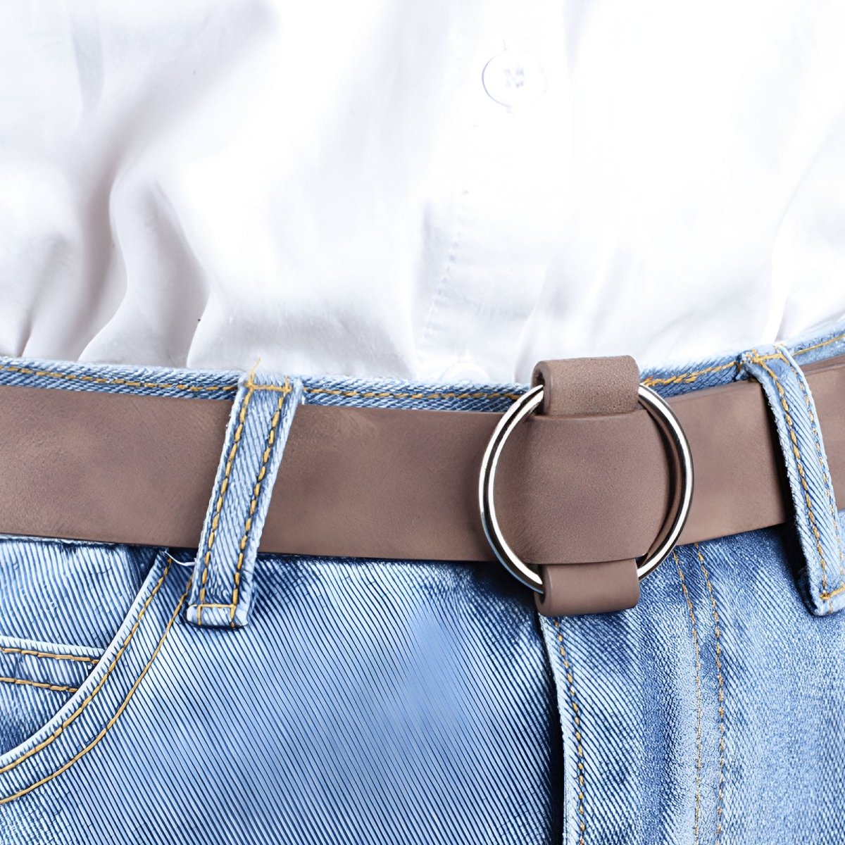 Ceinture tendance à boucle ronde pour femme, modèle Jessie - La Boutique de la Ceinture