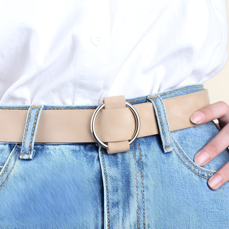 Ceinture tendance à boucle ronde pour femme, modèle Jessie