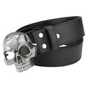 Ceinture En Cuir PU Avec Breloque Tête De Mort - Réglable, Style Punk, Pour Jeans Et Pantalons - Environ 115 Cm - 12