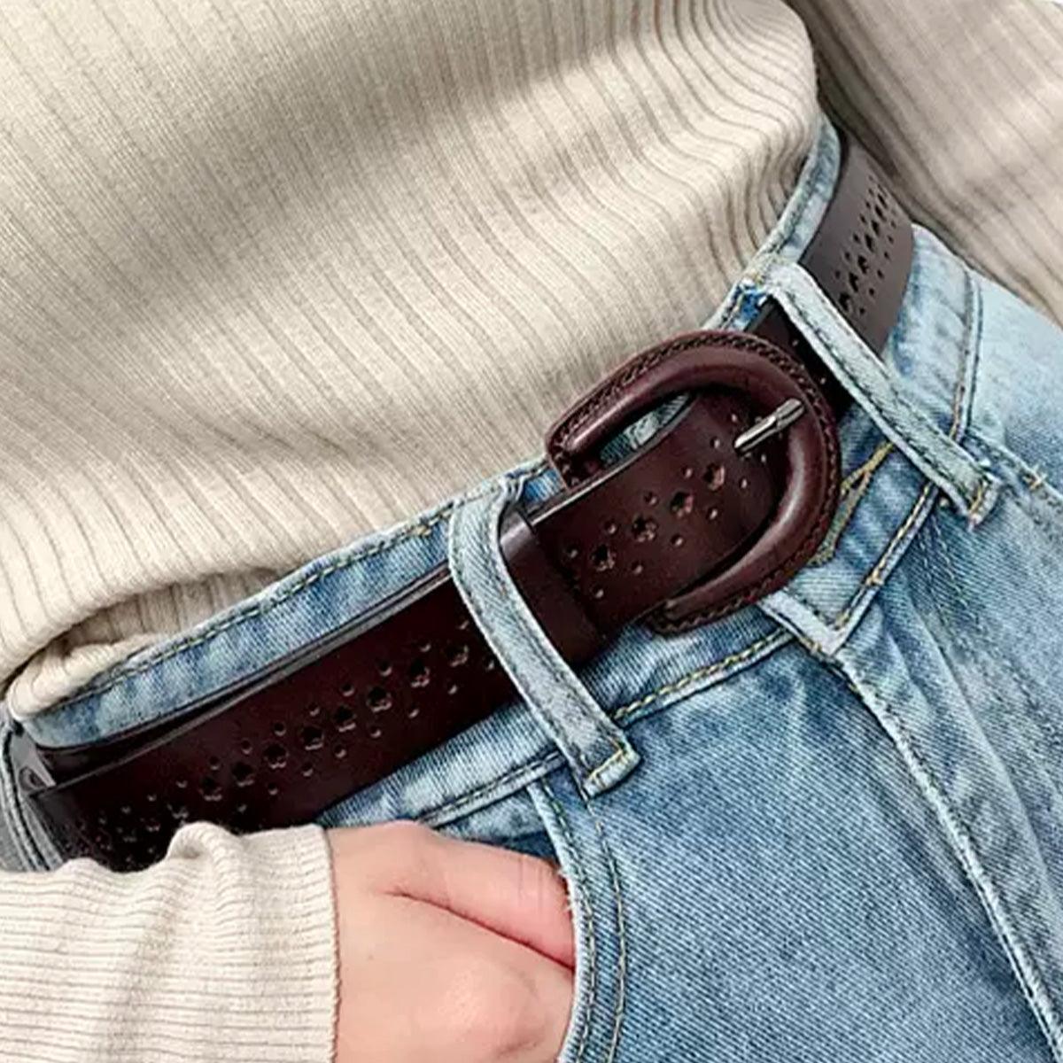 Ceinture toute habillée de cuir pour femme, modèle Mia - La Boutique de la Ceinture