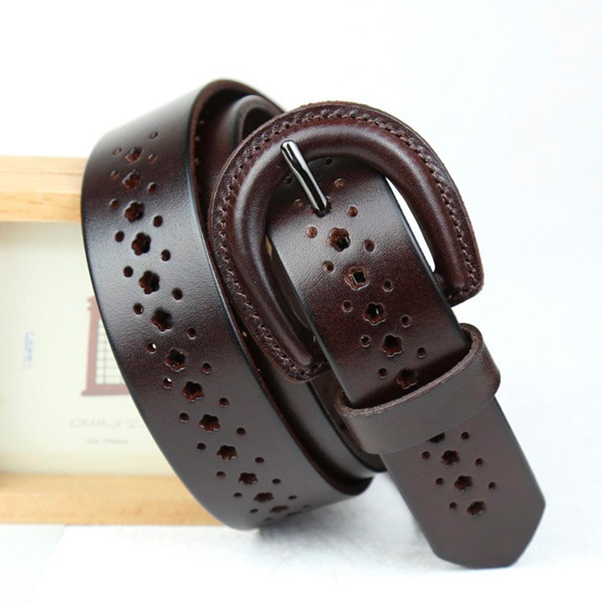 Ceinture toute habillée de cuir pour femme, modèle Mia - La Boutique de la Ceinture