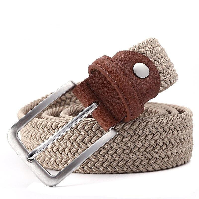 Ceinture Élastique Tressée Pour Homme Avec Boucle En Cuir Recouverte Ceinture Élastique Tressée Pour Homme Avec Boucle En Cuir Recouverte