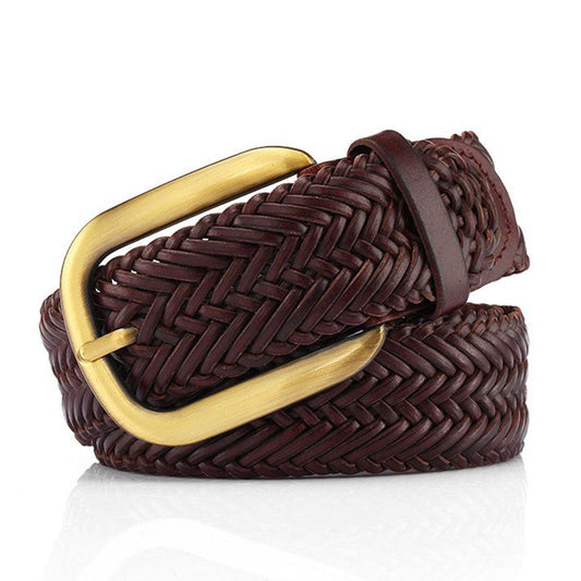 Ceinture tressée en cuir pour femme boucle dorée, modèle Nancy - La Boutique de la Ceinture