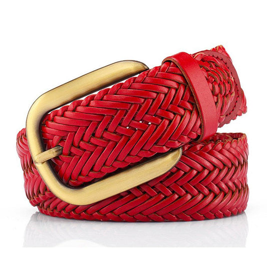 Ceinture tressée en cuir pour femme boucle dorée, modèle Nancy - La Boutique de la Ceinture