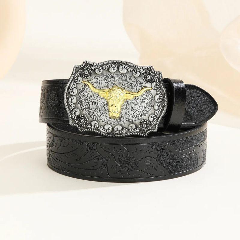 Ceinture Western avec boucle taureau pour homme, modèle Levi