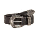 Ceinture Western Longue En Cuir Véritable - Boucle Florale Relief Amovible - Style Cowboy/Cowgirl Mixte - 3