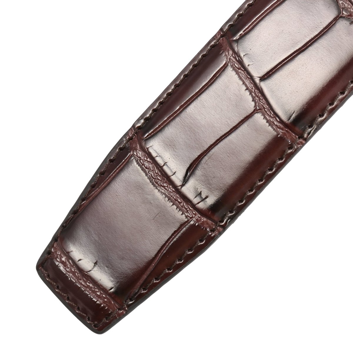 Lanière de ceinture 3.4 cm, en cuir, pour boucles ardillons, aspect crocodile, modèle Colia - La Boutique de la Ceinture