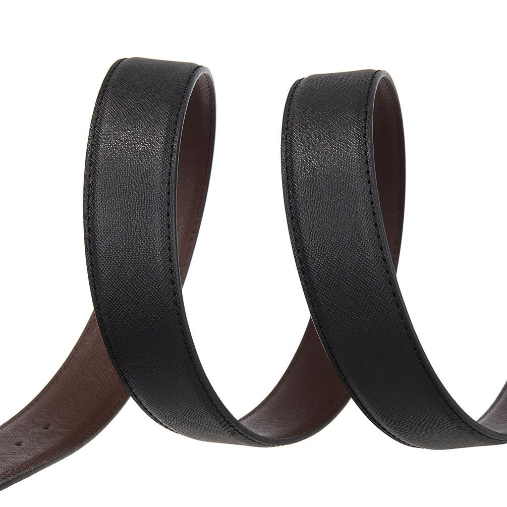 Lanière de ceinture 3.4 cm, en cuir, pour boucles ardillons, réversible, modèle Django - La Boutique de la Ceinture