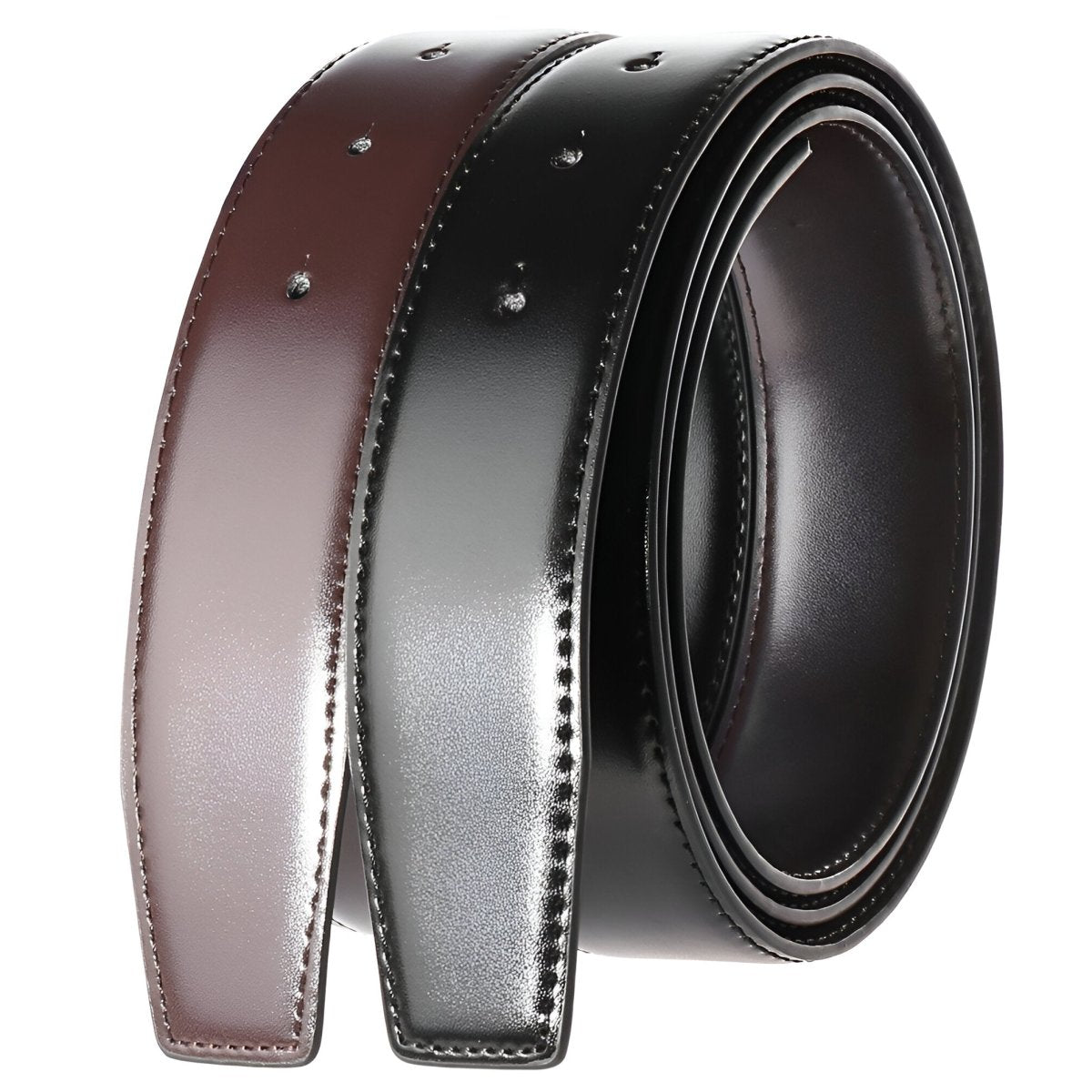 Lanière de ceinture 3.4 cm, en cuir, pour boucles ardillons, réversible, modèle Kalo - La Boutique de la Ceinture