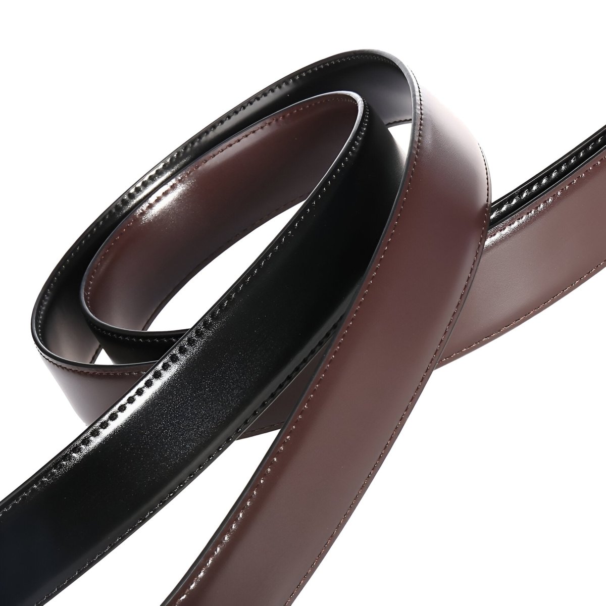 Lanière de ceinture 3.4 cm, en cuir, pour boucles ardillons, réversible, modèle Kalo - La Boutique de la Ceinture