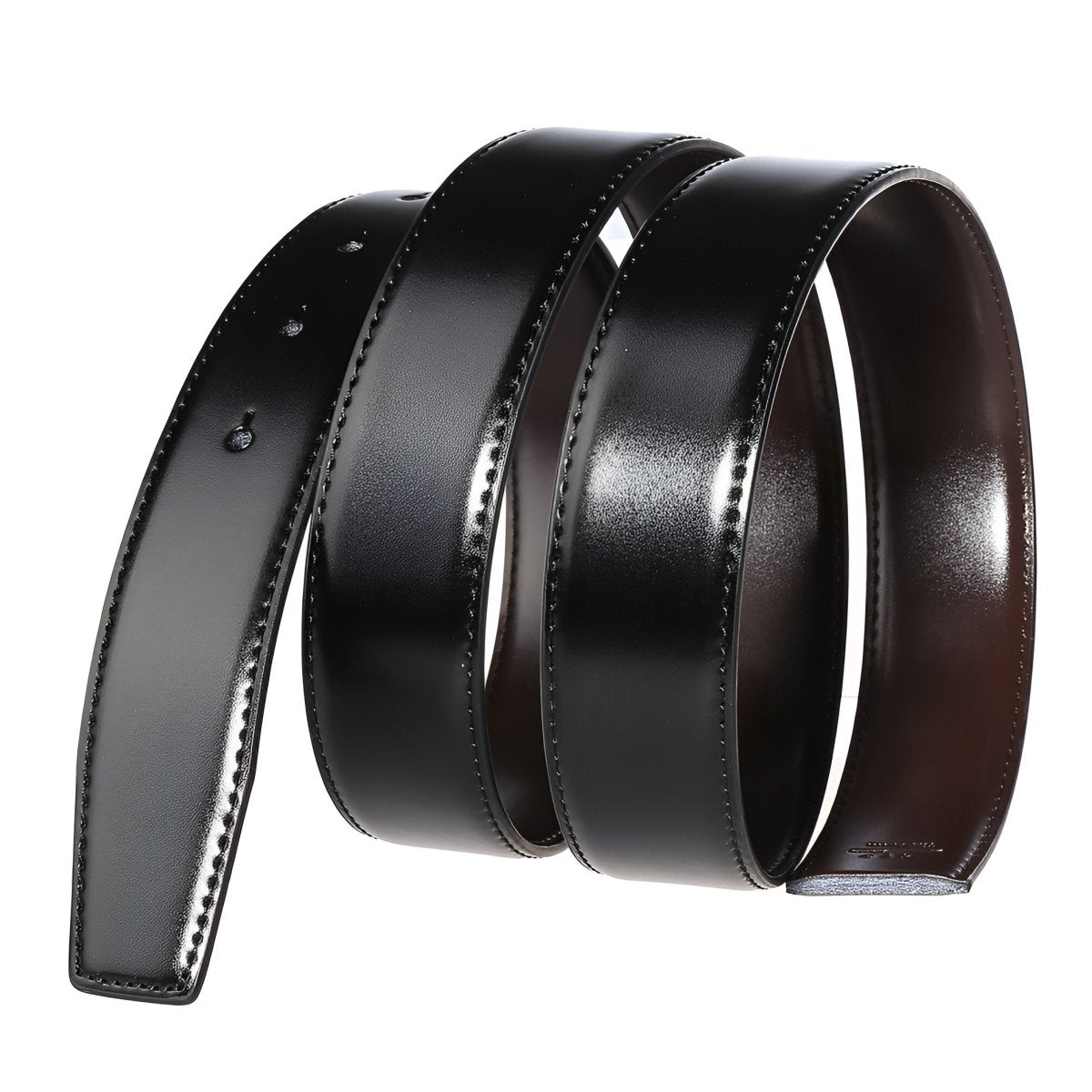 Lanière de ceinture 3.4 cm, en cuir, pour boucles ardillons, réversible, modèle Kalo - La Boutique de la Ceinture