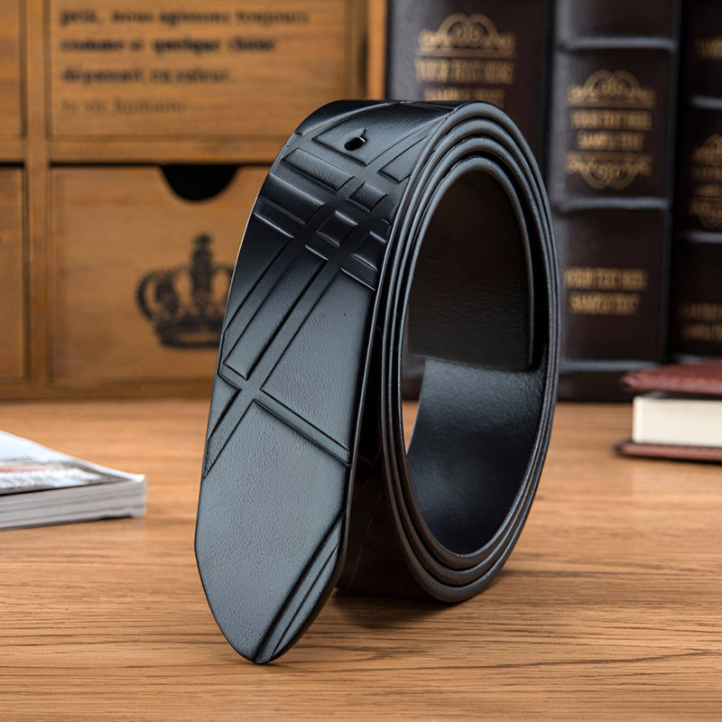 Lanière de ceinture 3.4 cm, en cuir, pour boucles ardillons, texturé, modèle Ekrem