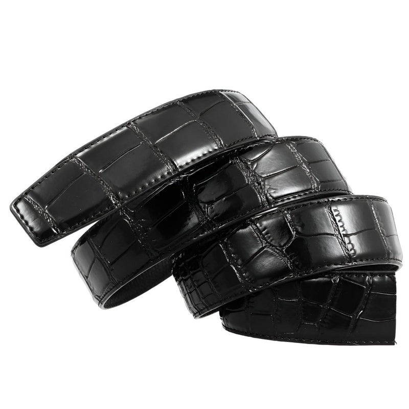 Lanière de ceinture 3.5 cm, en cuir, aspect croco, pour boucles automatiques, modèle Damien