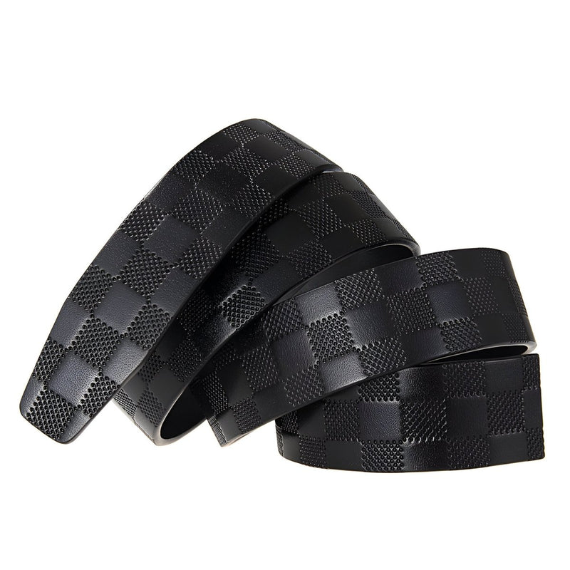 Lanière de ceinture 3.5 cm, en cuir, aspect damier, pour boucles automatiques, modèle Robin