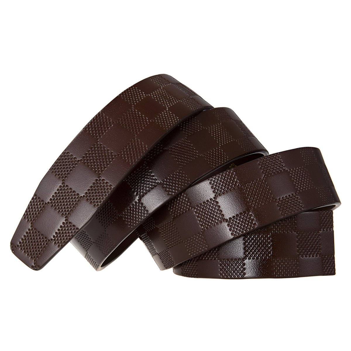 Lanière de ceinture 3.5 cm, en cuir, aspect damier, pour boucles automatiques, modèle Robin - La Boutique de la Ceinture