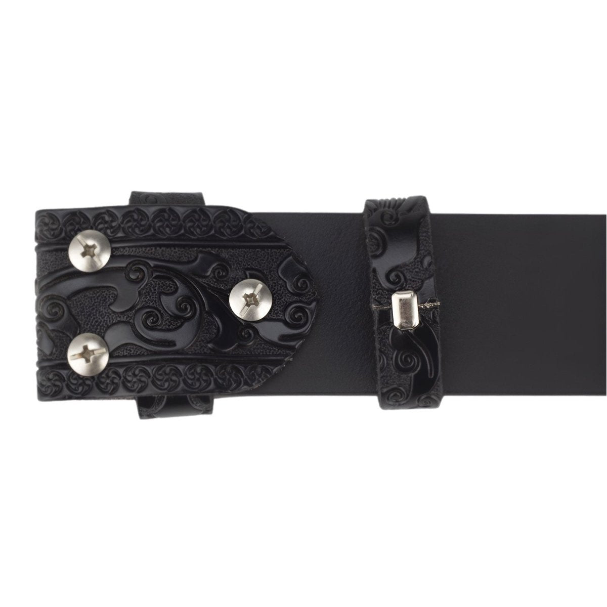 Lanière de ceinture 3.8 cm, en cuir texturé, pour boucles interchangeables, modèle Trevor - La Boutique de la Ceinture