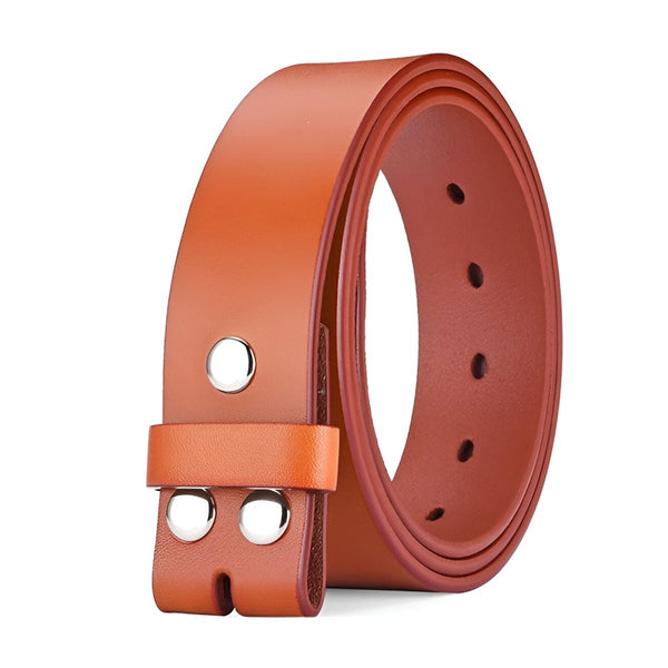 Laniere de ceinture 3.8 cm en cuir uni fixation par boutons pression pour boucles interchangeables modele Clifford