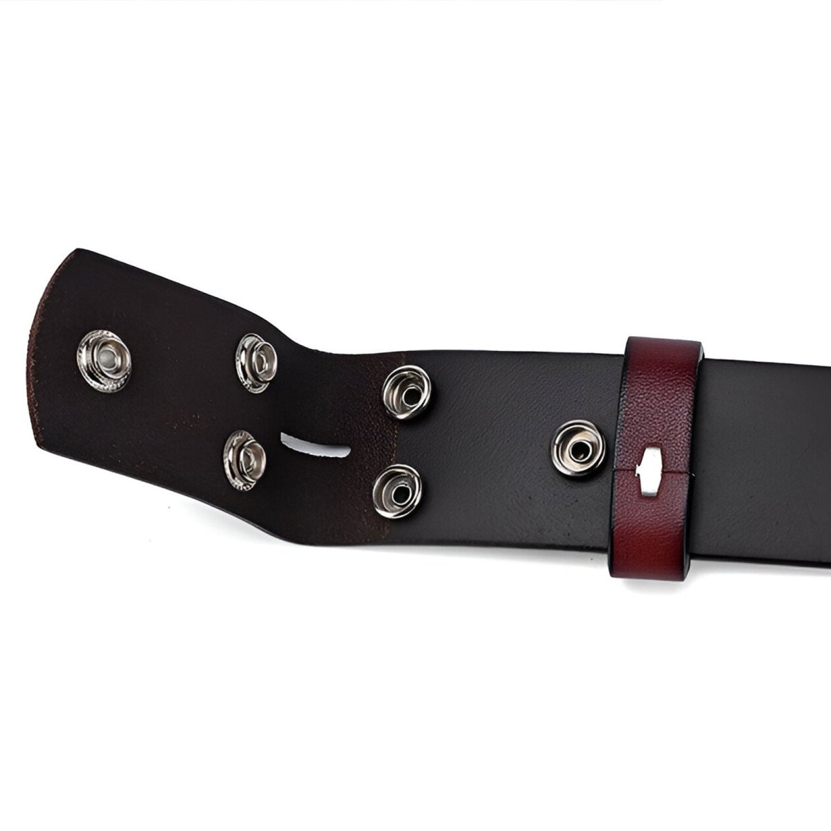 Lanière de ceinture 3.8 cm, en cuir uni, fixation par boutons pression, pour boucles interchangeables, modèle Clifford - La Boutique de la Ceinture