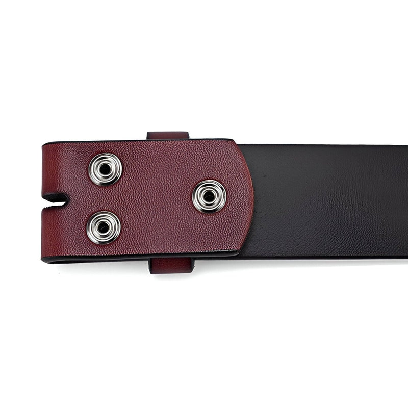 Lanière de ceinture 3.8 cm, en cuir uni, fixation par boutons pression, pour boucles interchangeables, modèle Clifford